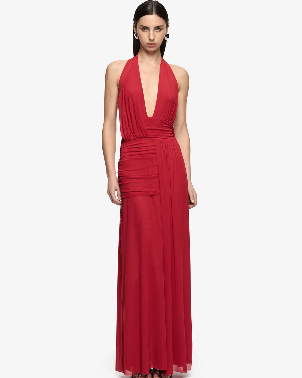 Wren drape maxi dress in ruby red